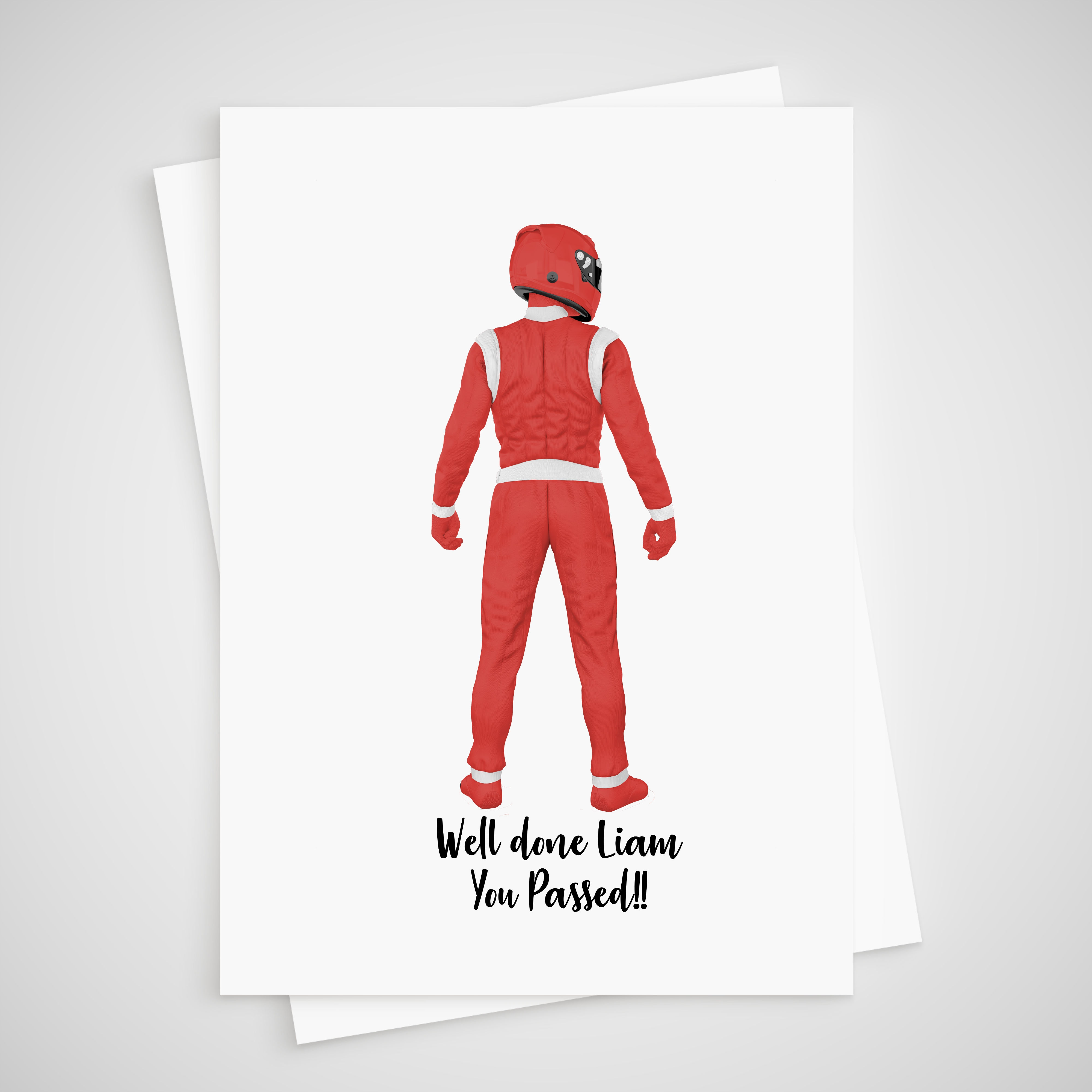 Personalised Formula 1 Card Passed Driving Test Card F1 Pink Girl