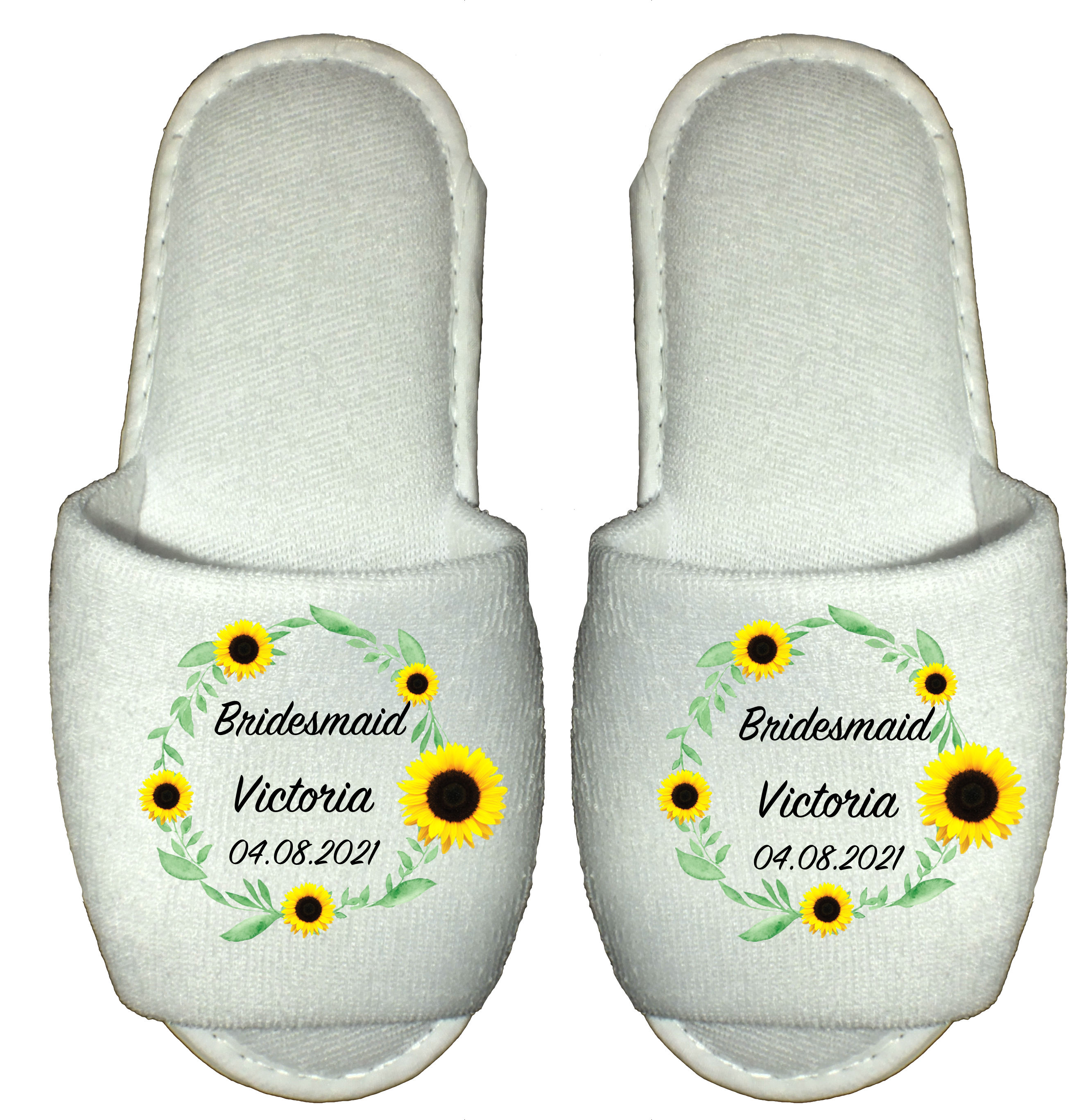 Personalised Sunflower Bridal Spa Slippers - wedding bride