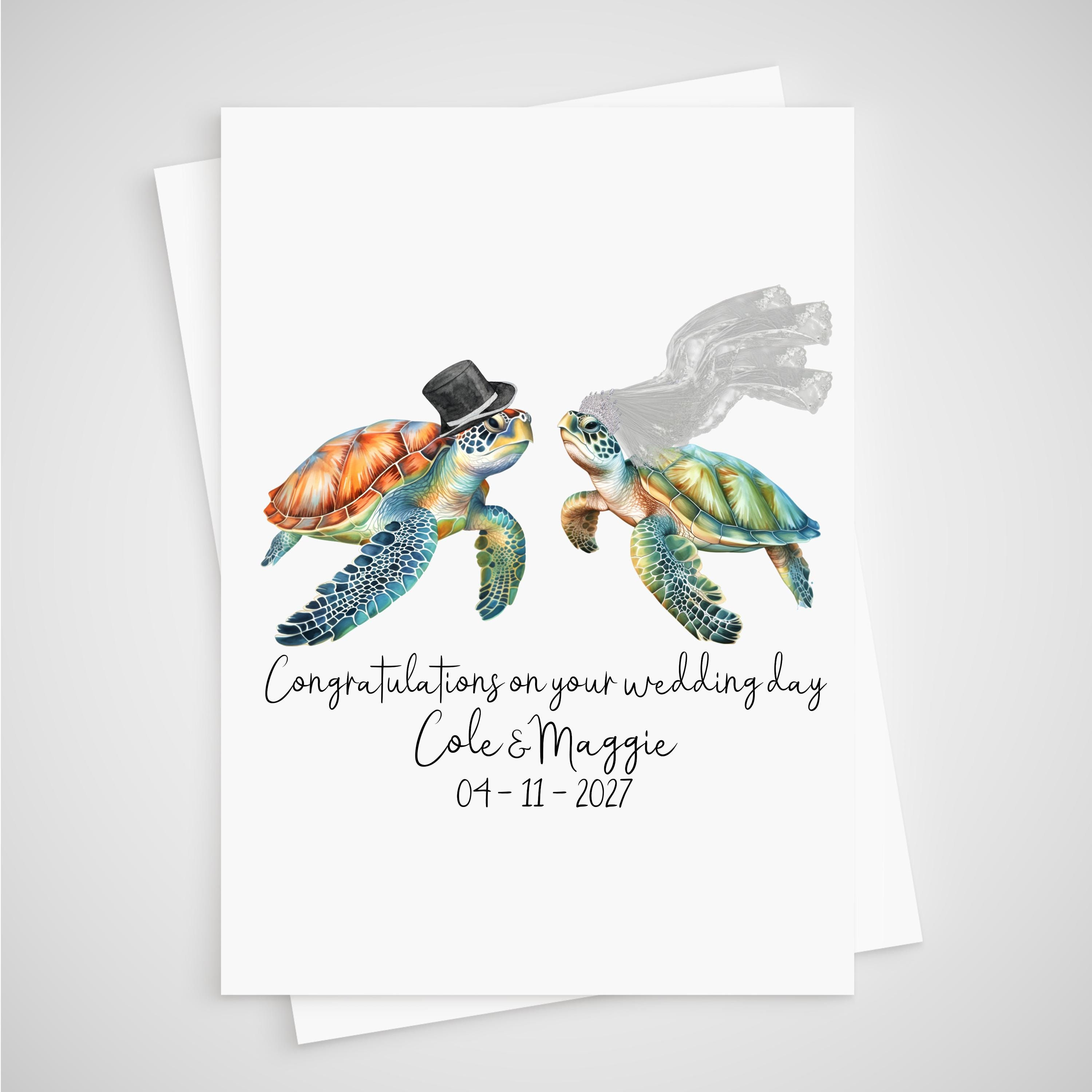 Sea Turtle Wedding Card