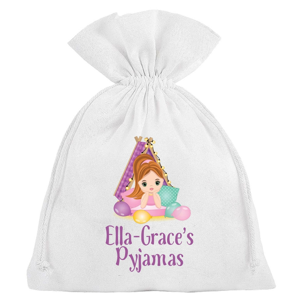 Teepee Personalised Pyjama Bag for Girls Sleepover Slumber Party