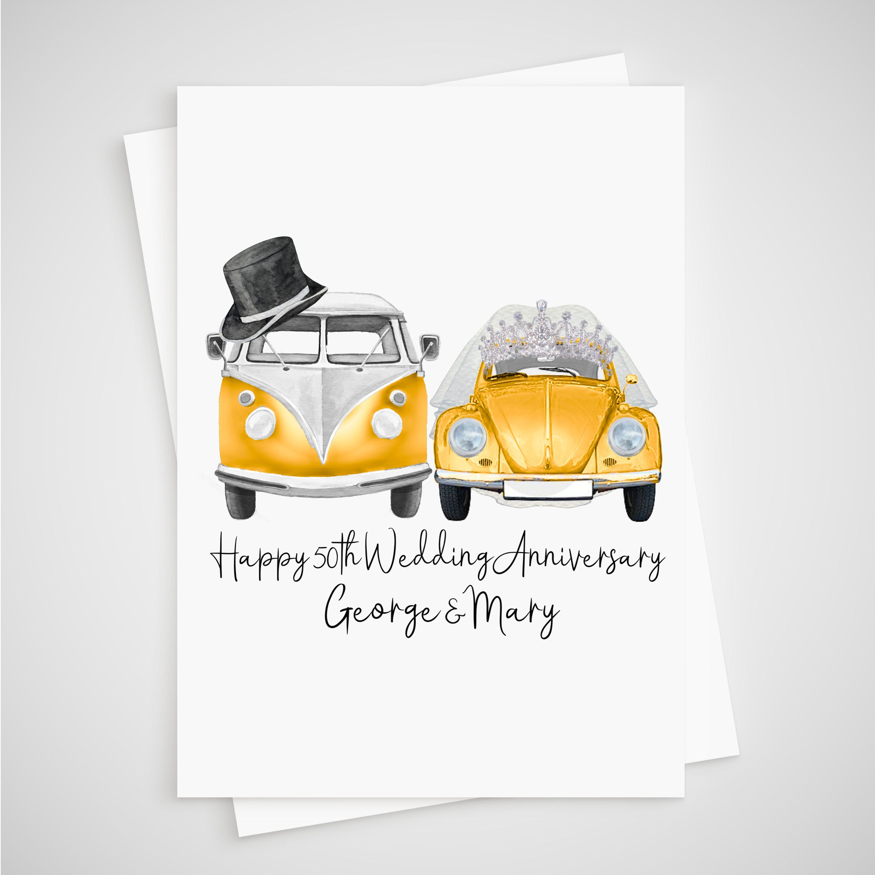 Golden Anniversary Card 50th Camper & Car