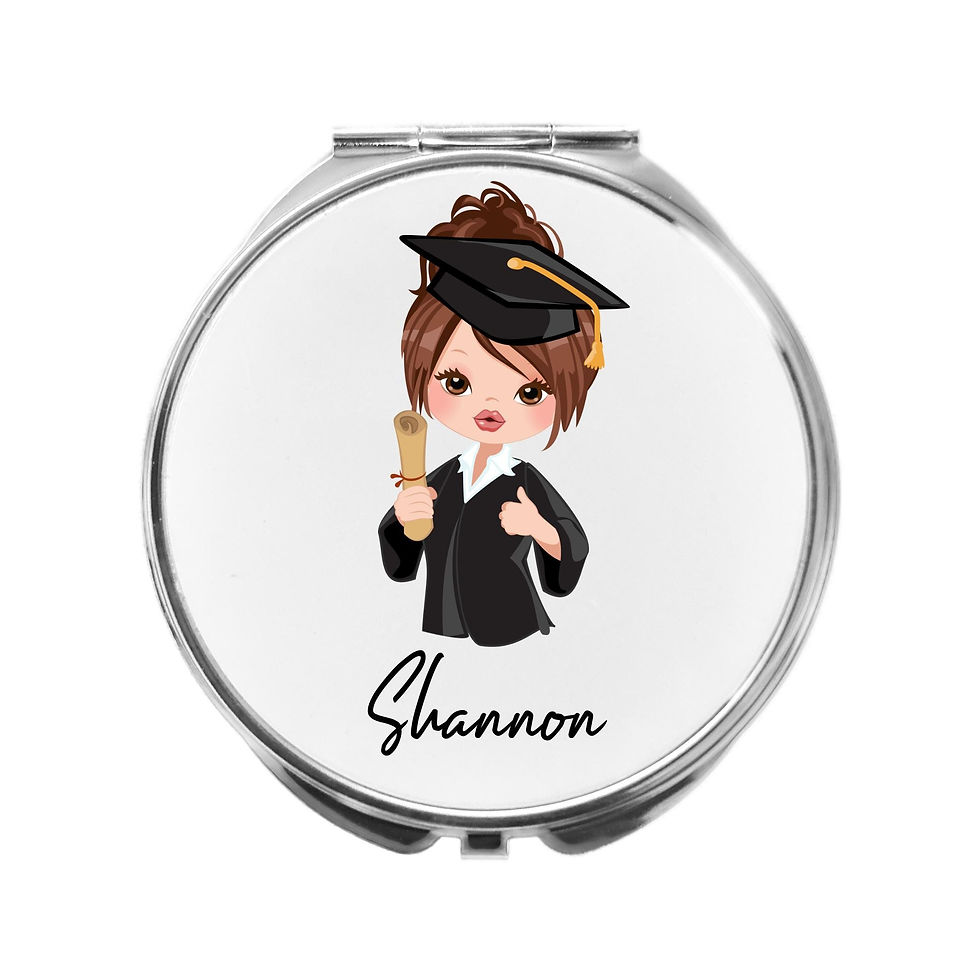 Thumbnail: Personalised Graduation Compact Mirror: Gift for Graduate Girl