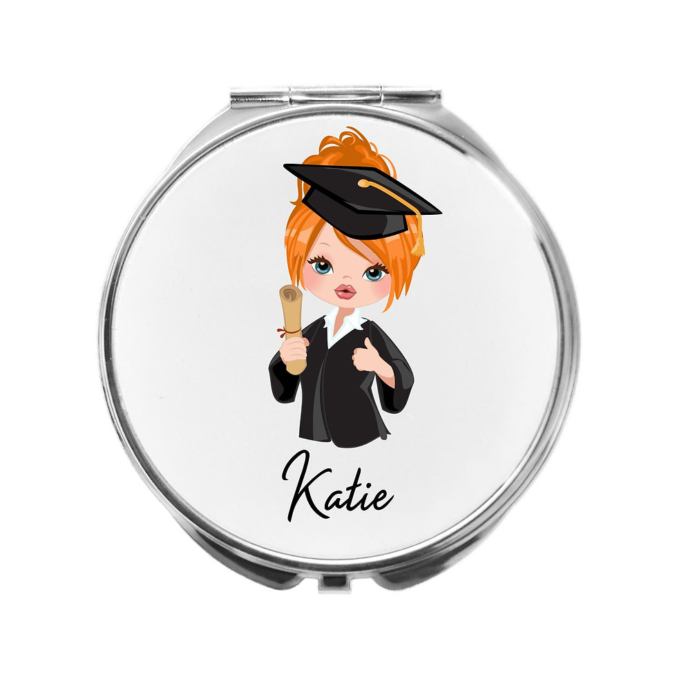 Thumbnail: Personalised Graduation Compact Mirror: Gift for Graduate Girl
