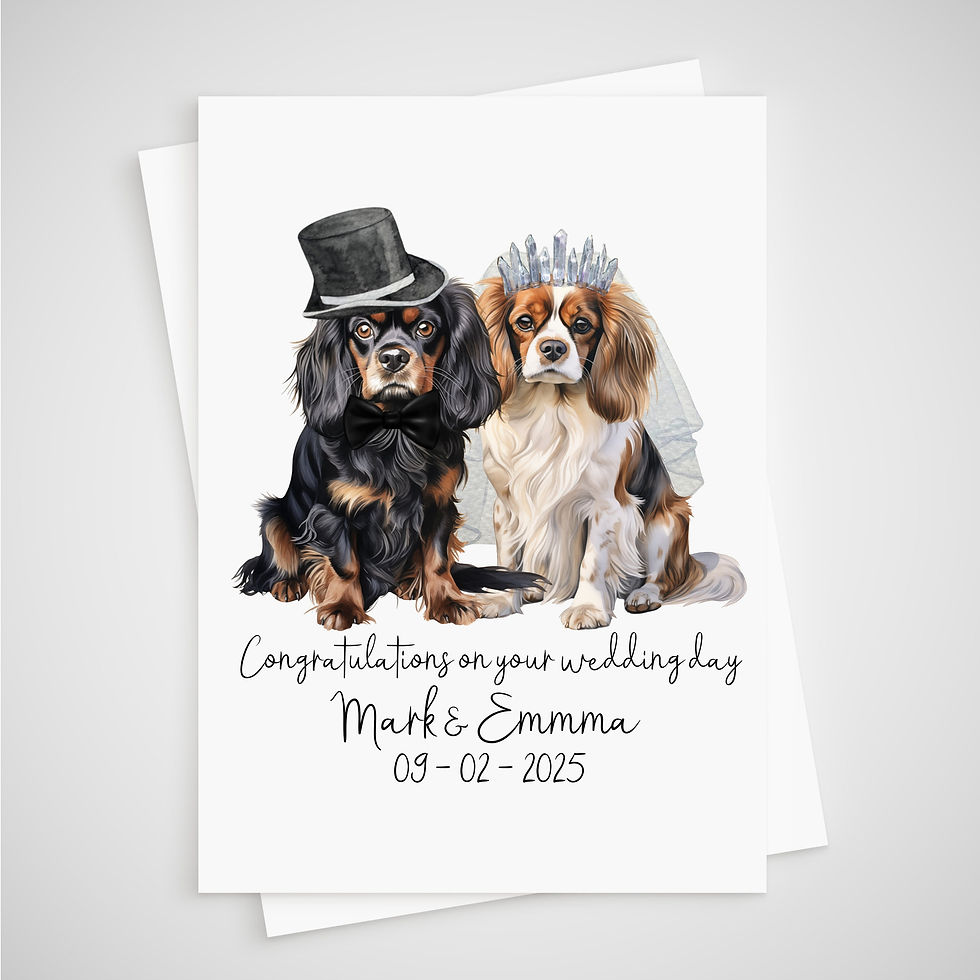 king charles spaniel wedding card