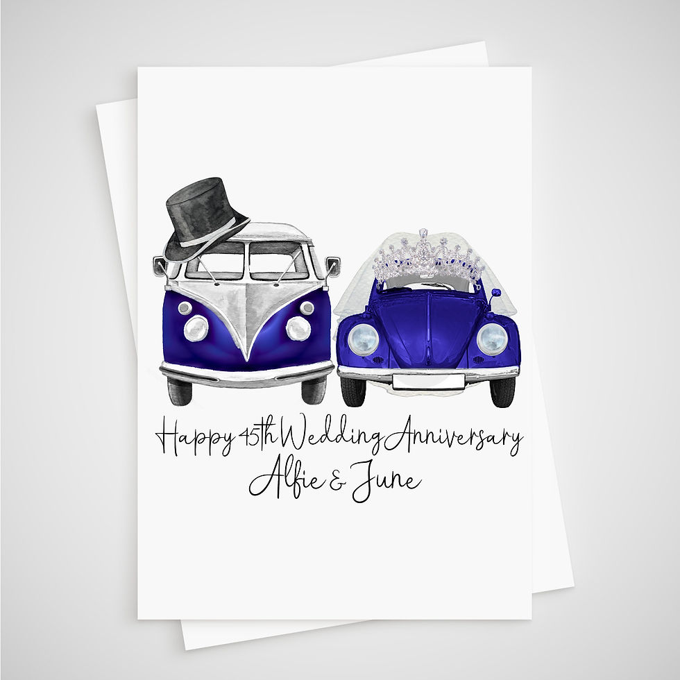 Sapphire Anniversary Card 45th Camper & Car