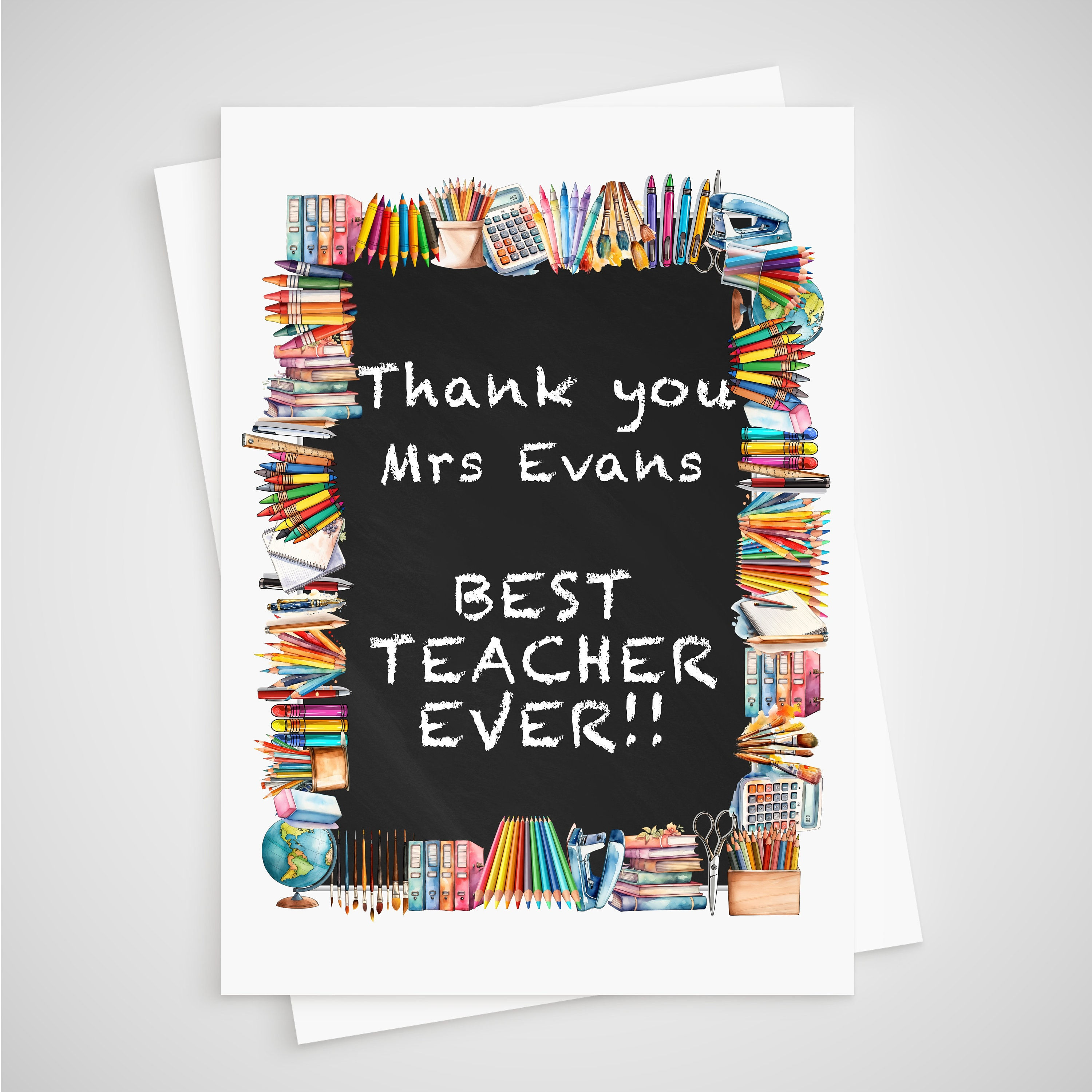 Thank you Teacher Card Personalised from student End of Year