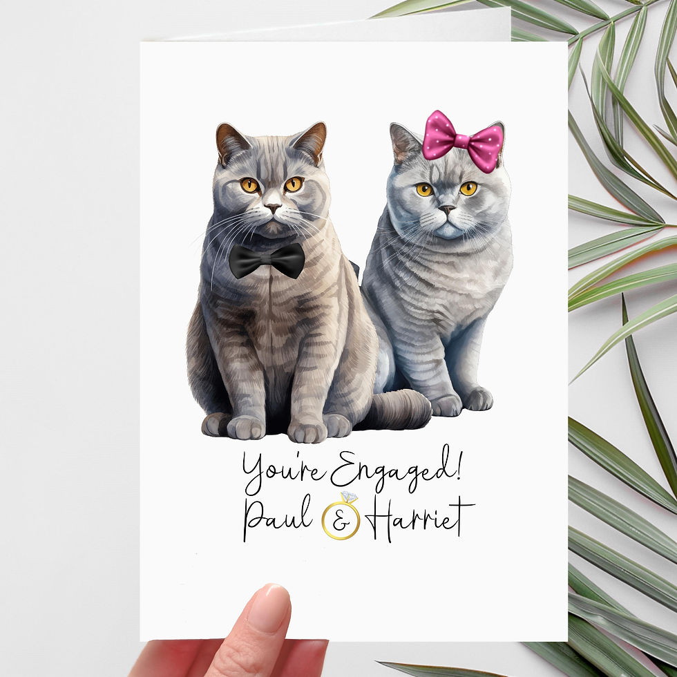 British Blue Cat Engagement Card
