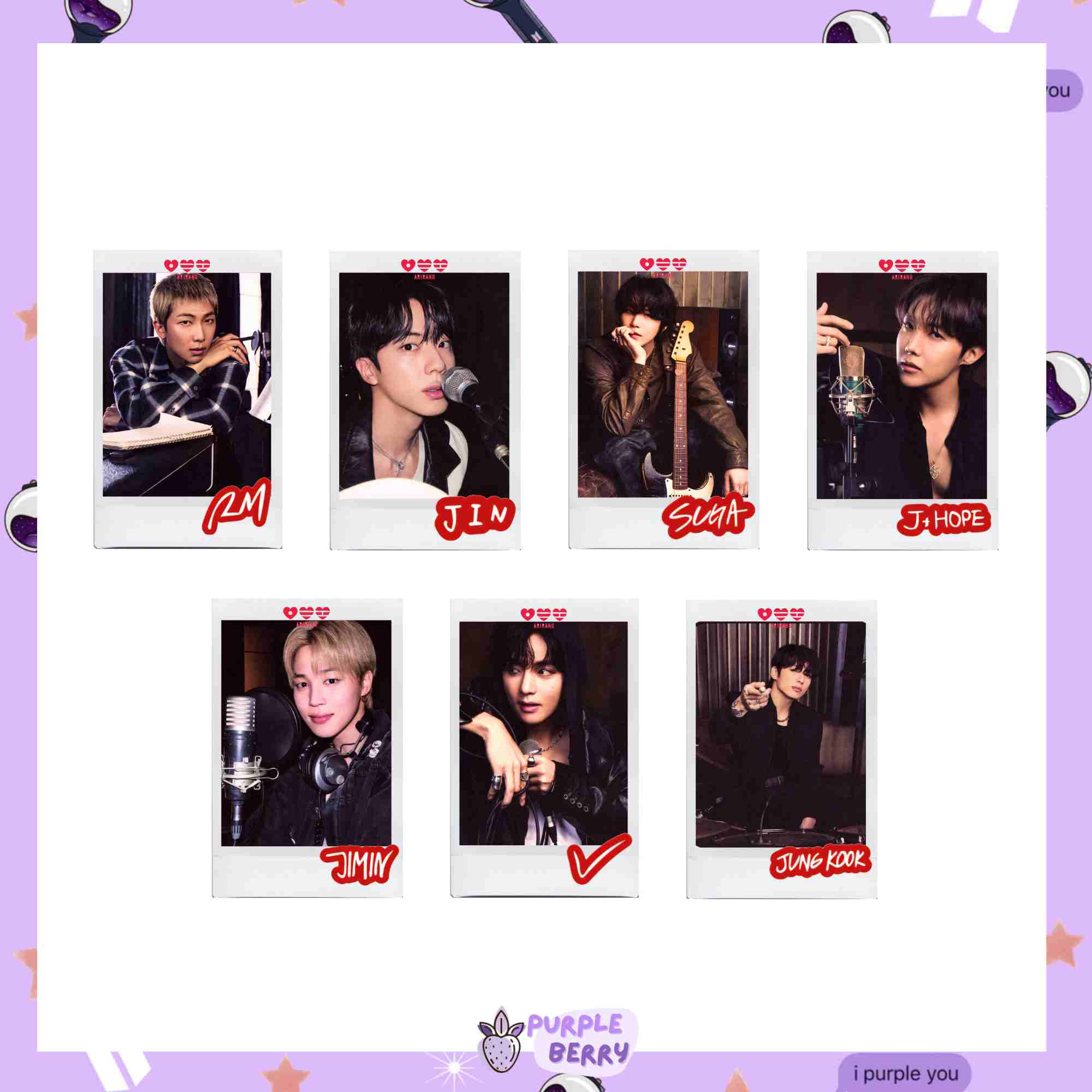 Arirang BTS polaroids