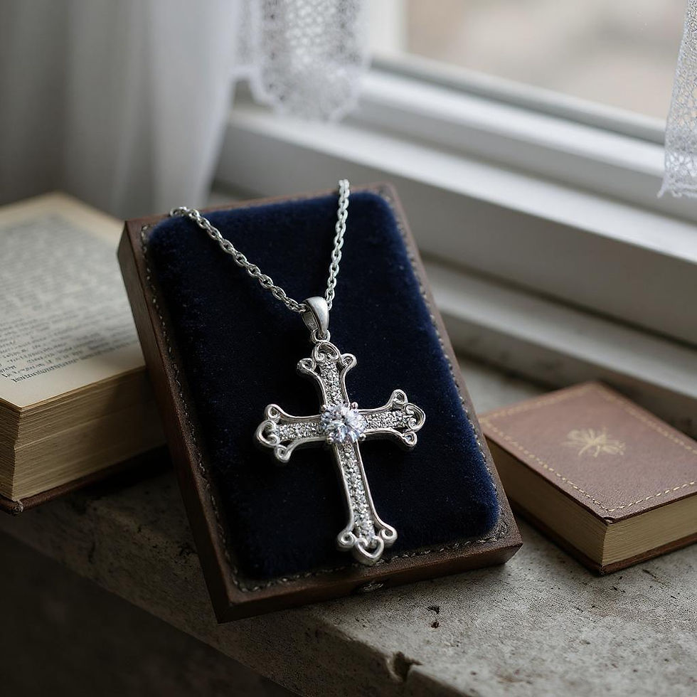 Thumbnail: Ornate Moissanite Cross Pendant