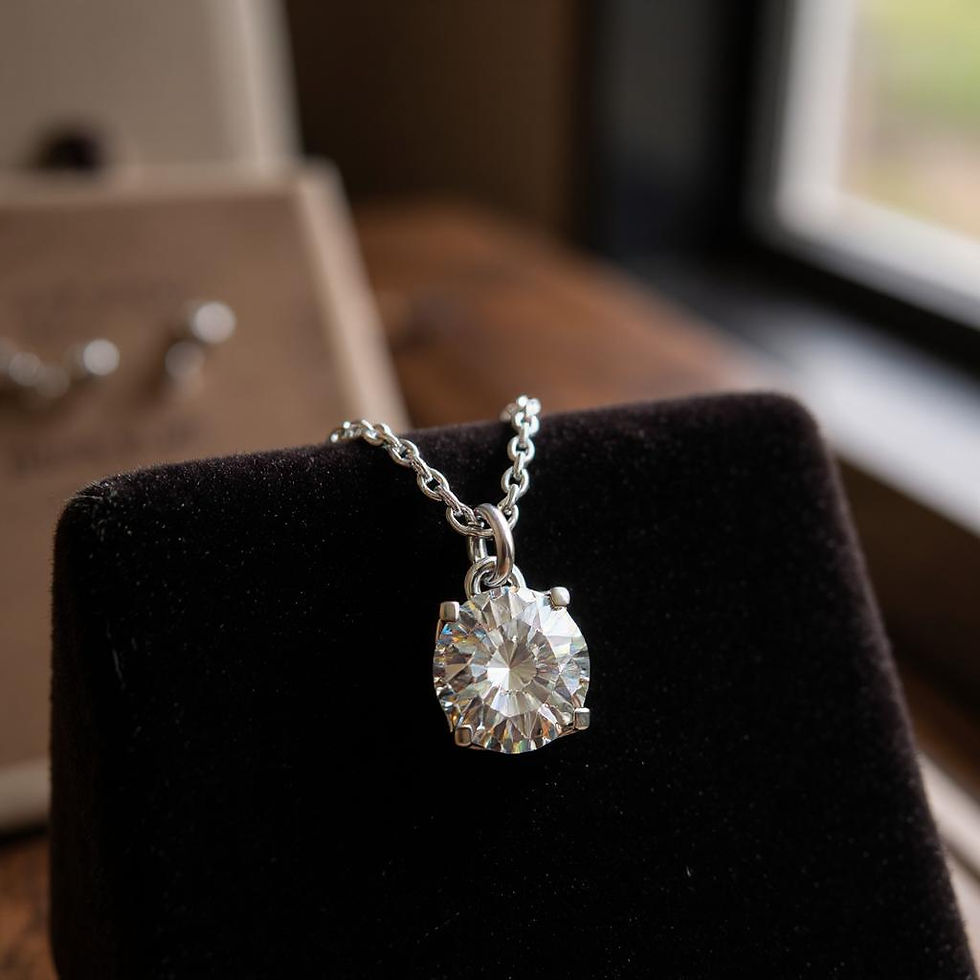 Thumbnail: Classic Solitaire Moissanite Necklace