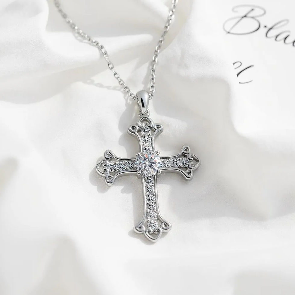 Thumbnail: Ornate Moissanite Cross Pendant