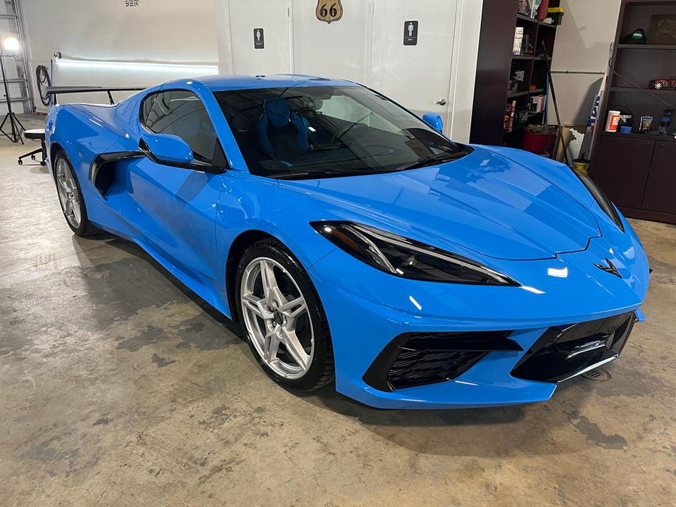 Blue Corvette with IRX tint and System X Max coating