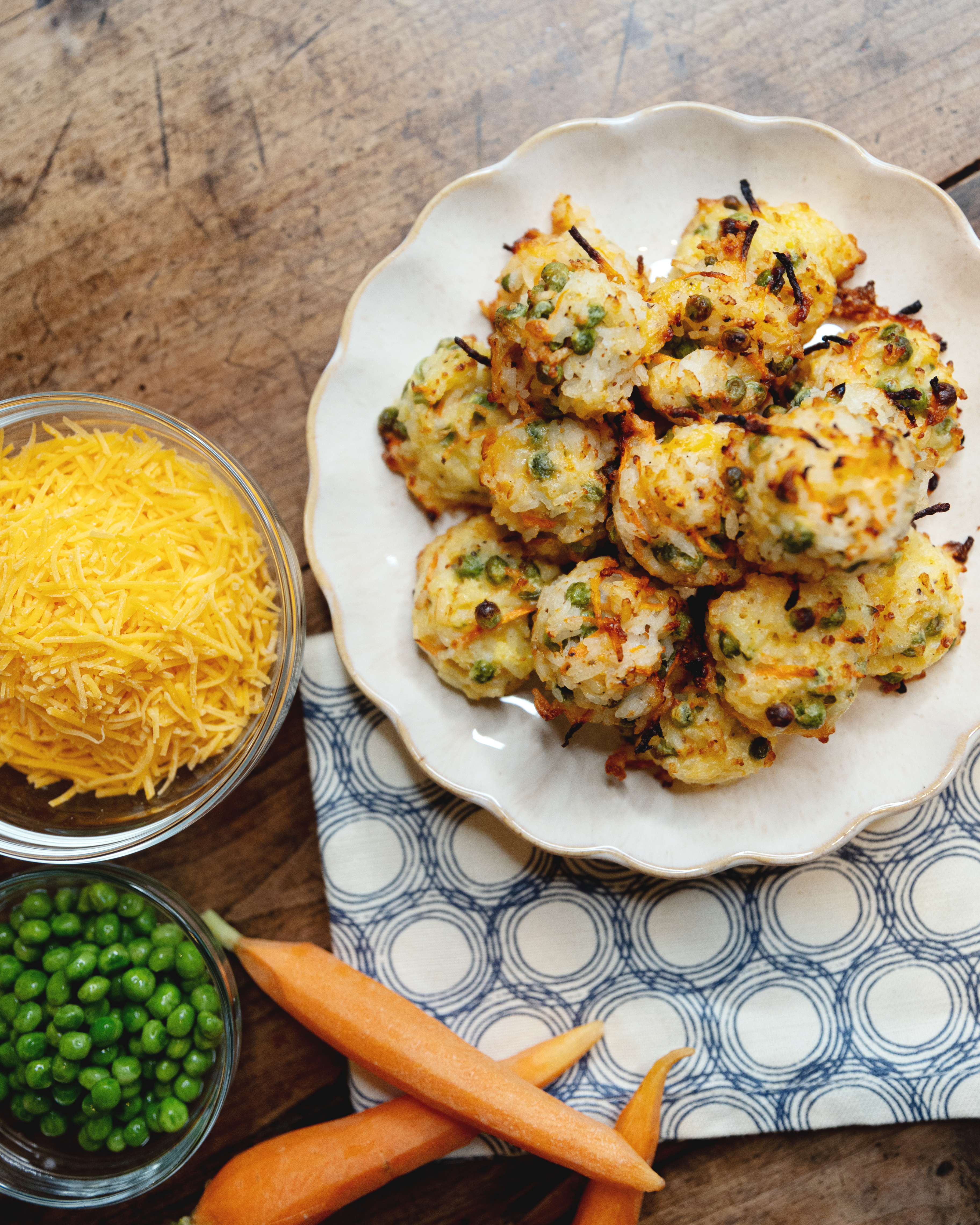 Rice Nuggets with Peas & Carrots