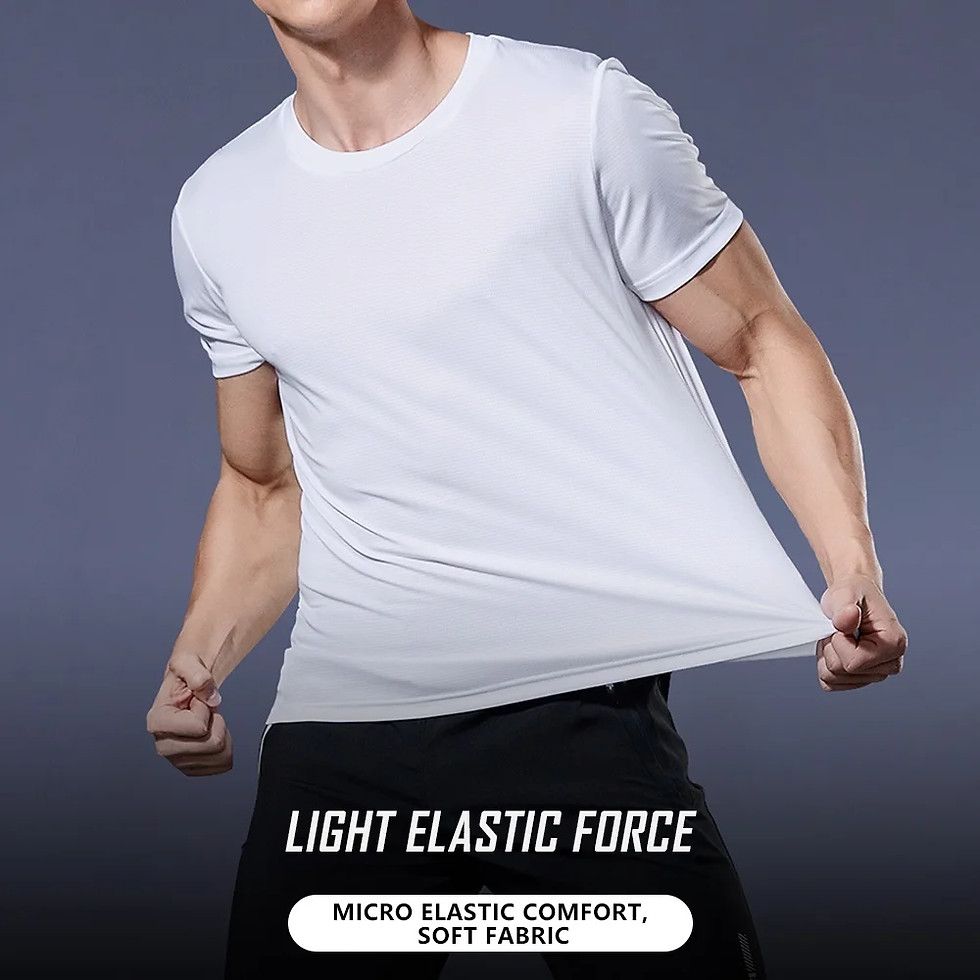 Thumbnail: Men's Quick Dry Short Sleeve Gym Running Moisture Wicking Round Neck T-Shirt