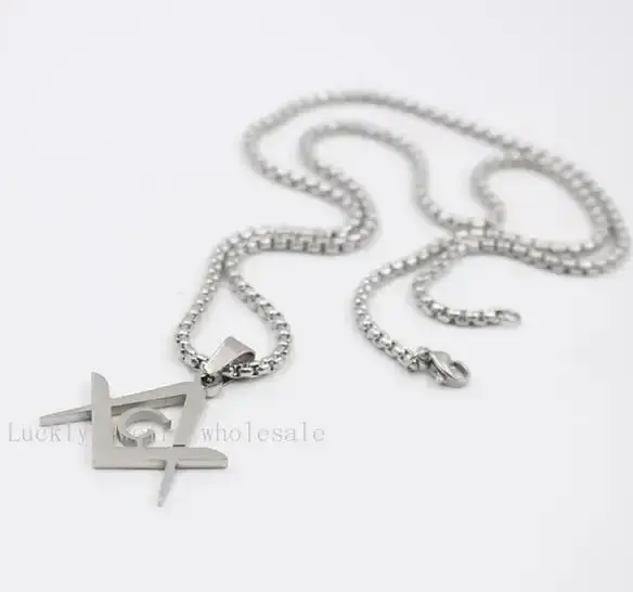 Thumbnail: Stainless Steel Masonic Symbol CHAIN Necklace 24inch