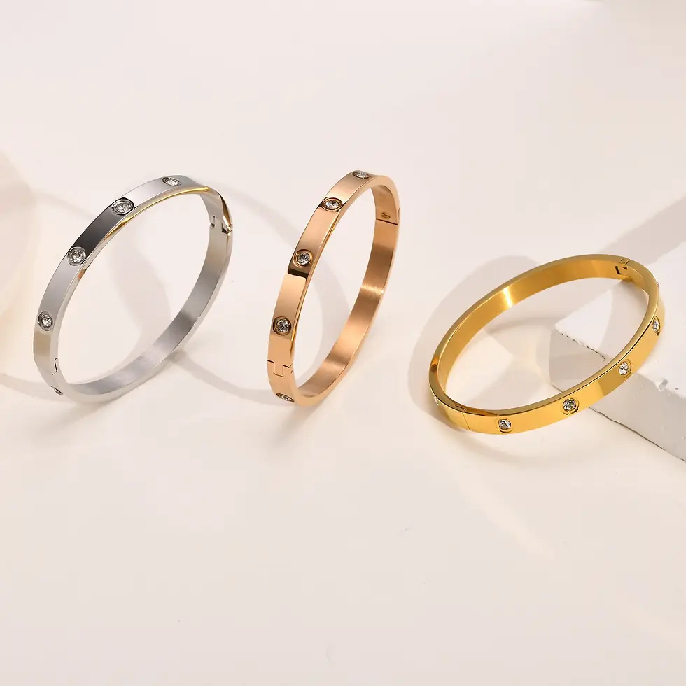 Thumbnail: Cubic Zirconia Bangle Bracelet Stainless Steel Jewellery