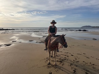 Dr. Julie Sowa riding a horse. 