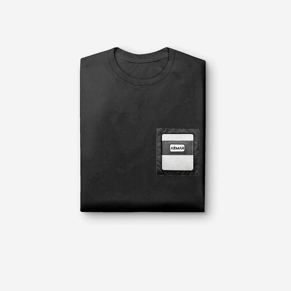 Thumbnail: ARMAH STRIPE-INSERT DESIGNER PREMIUM T-SHIRT (Black Series Collection)