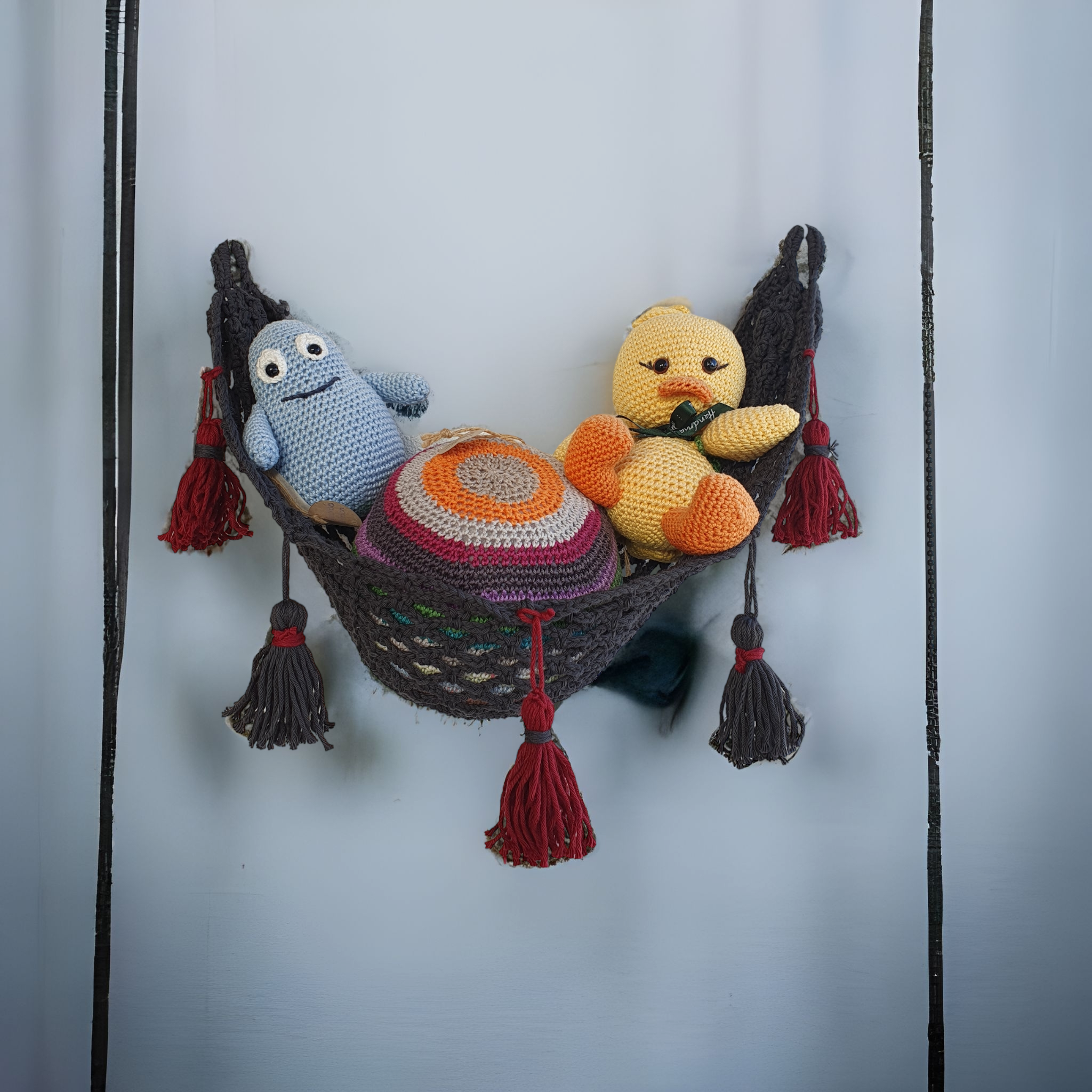 Hamac de rangement Gris et rouge foncé