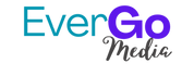 teal green text with the word Ever, purple blue text with the word Go and below to the right is the word Media in a grey