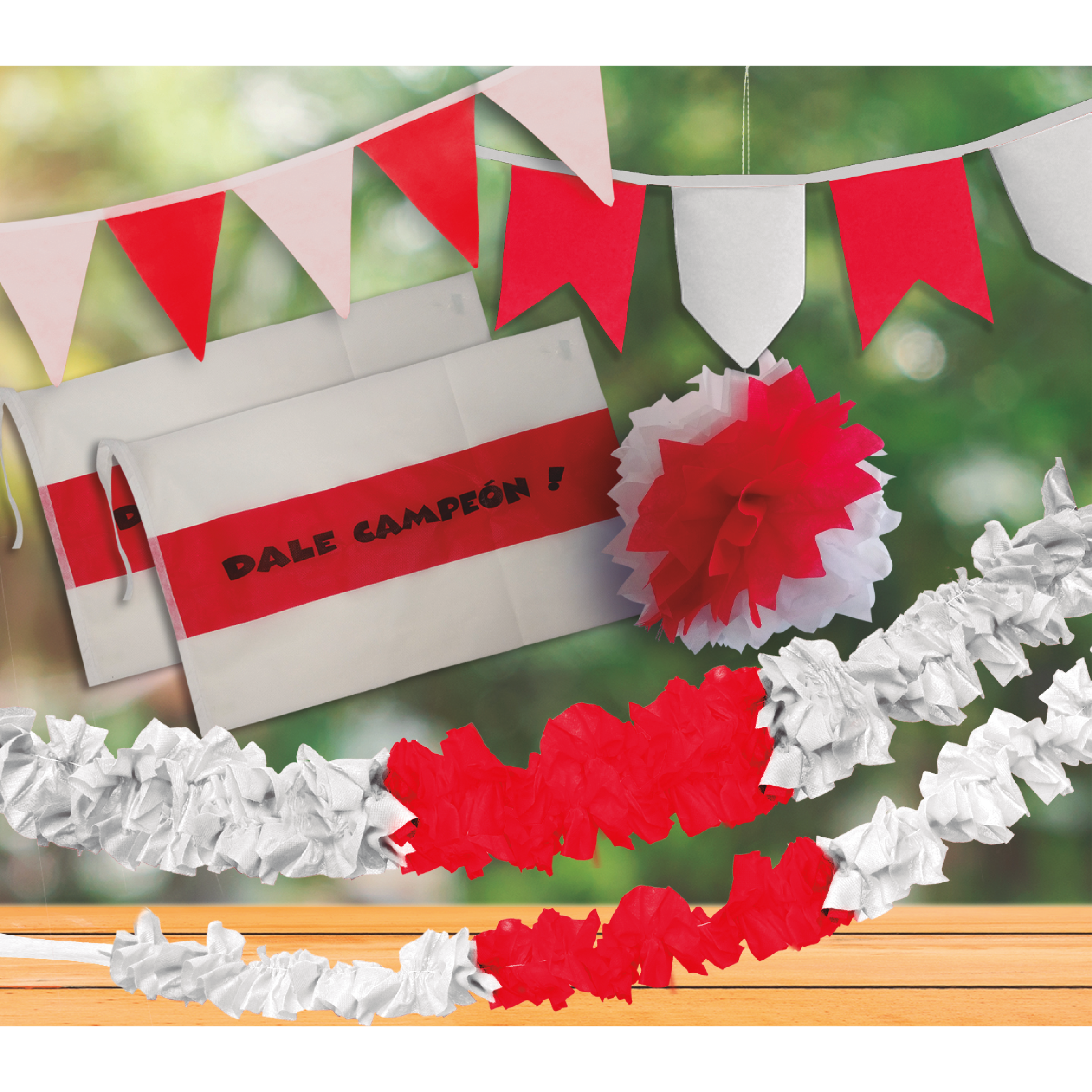 Combo Decorativo Blanco y Rojo