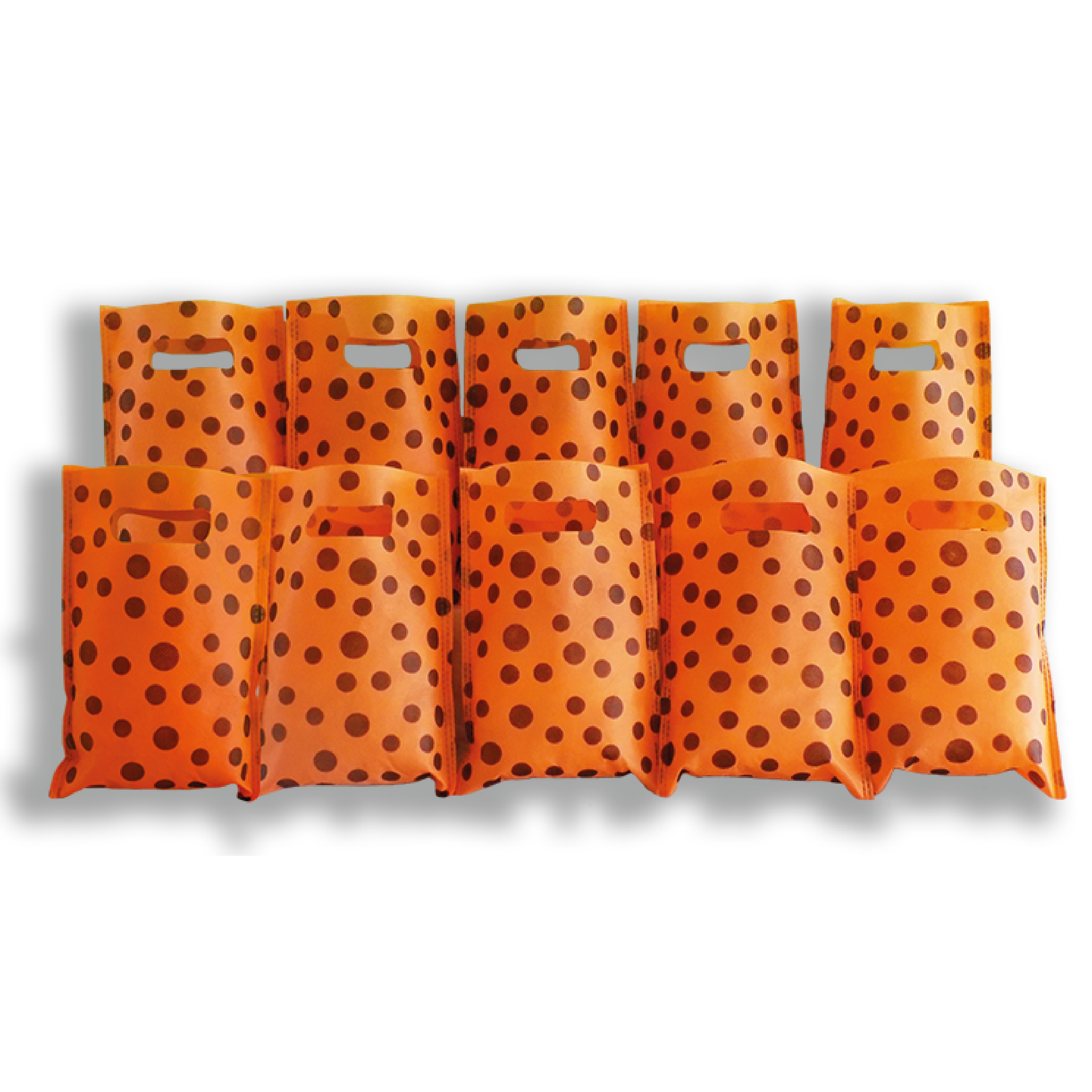Bolsita Naranja a Lunares Negros x10