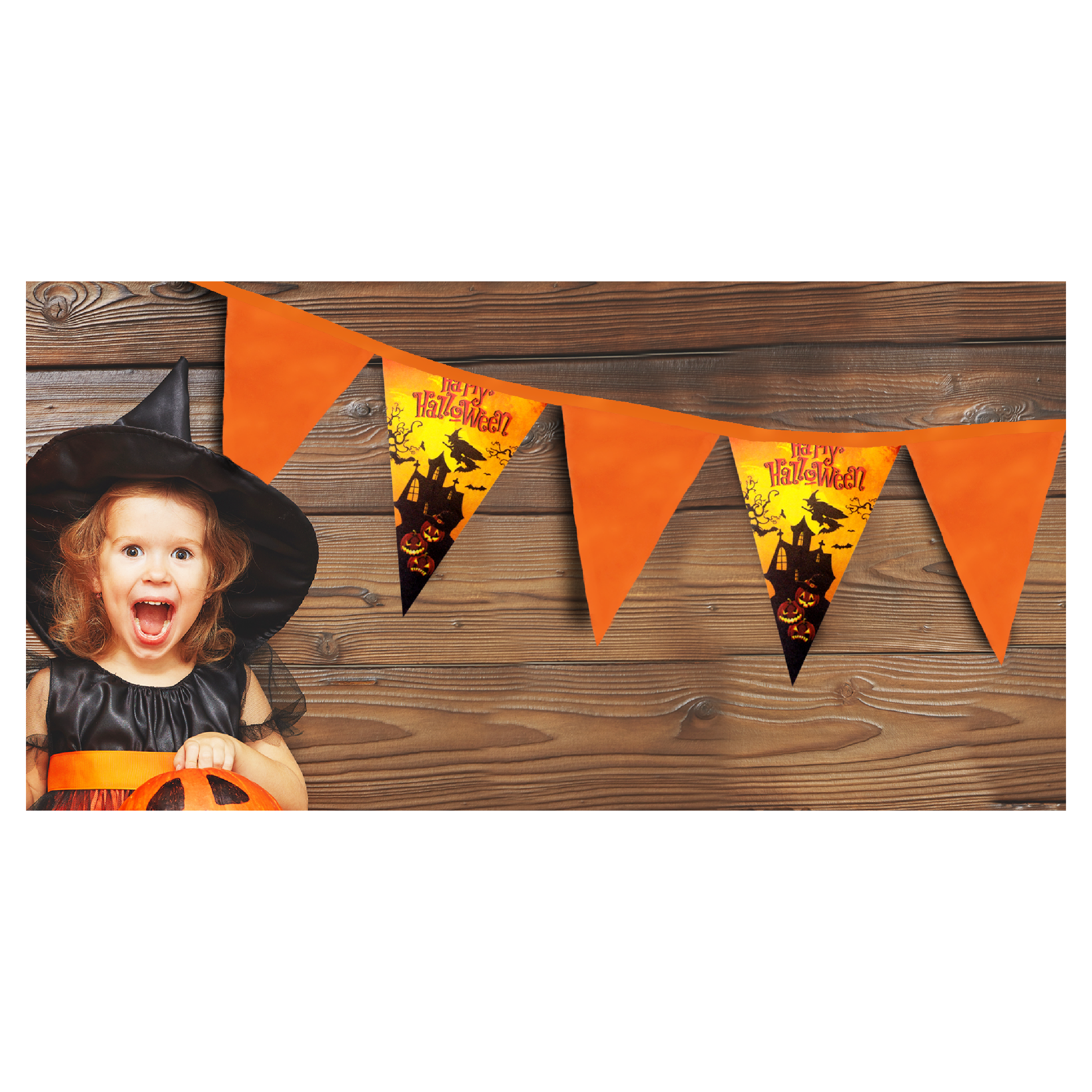 Banderin con Foto Naranja x1
