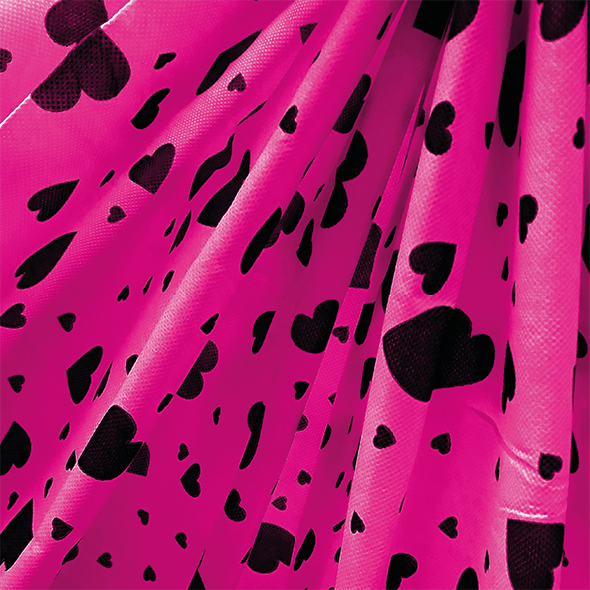 Tela Multiuso Fucsia Corazon Negro - 1,20 mts. X 5 mts.