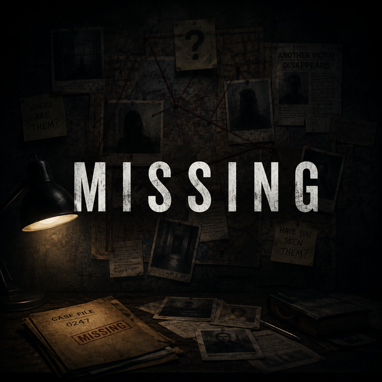 Dark abandoned doctor office with moody lighting and mysterious clues