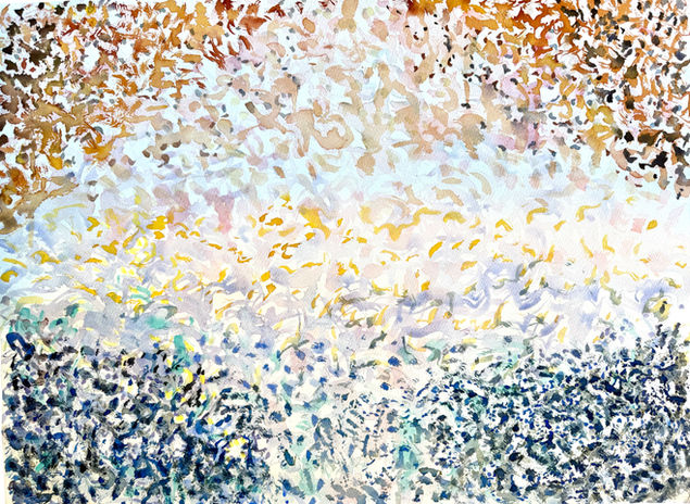 Ascension- Shift is a series of abstract watercolors by Fleur Thesmar exploring perception, light, and the geometry of nature.