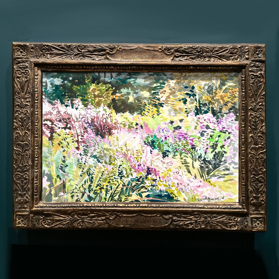 Thumbnail: Cambridge Reservation (Fresh Pond) Art Print with deep emerald tones and golden frame