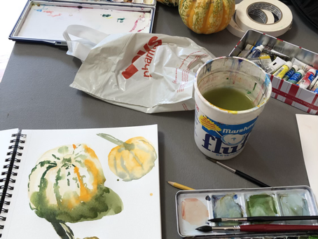 Watercolor demo during art class