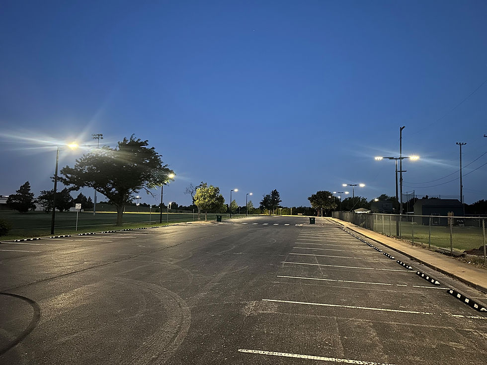 High angle view of a solar lighting installation on a rural roadway