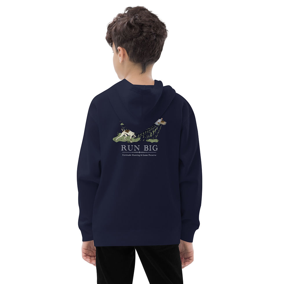 Thumbnail: Embroidered Front Printed Back Kids fleece hoodie