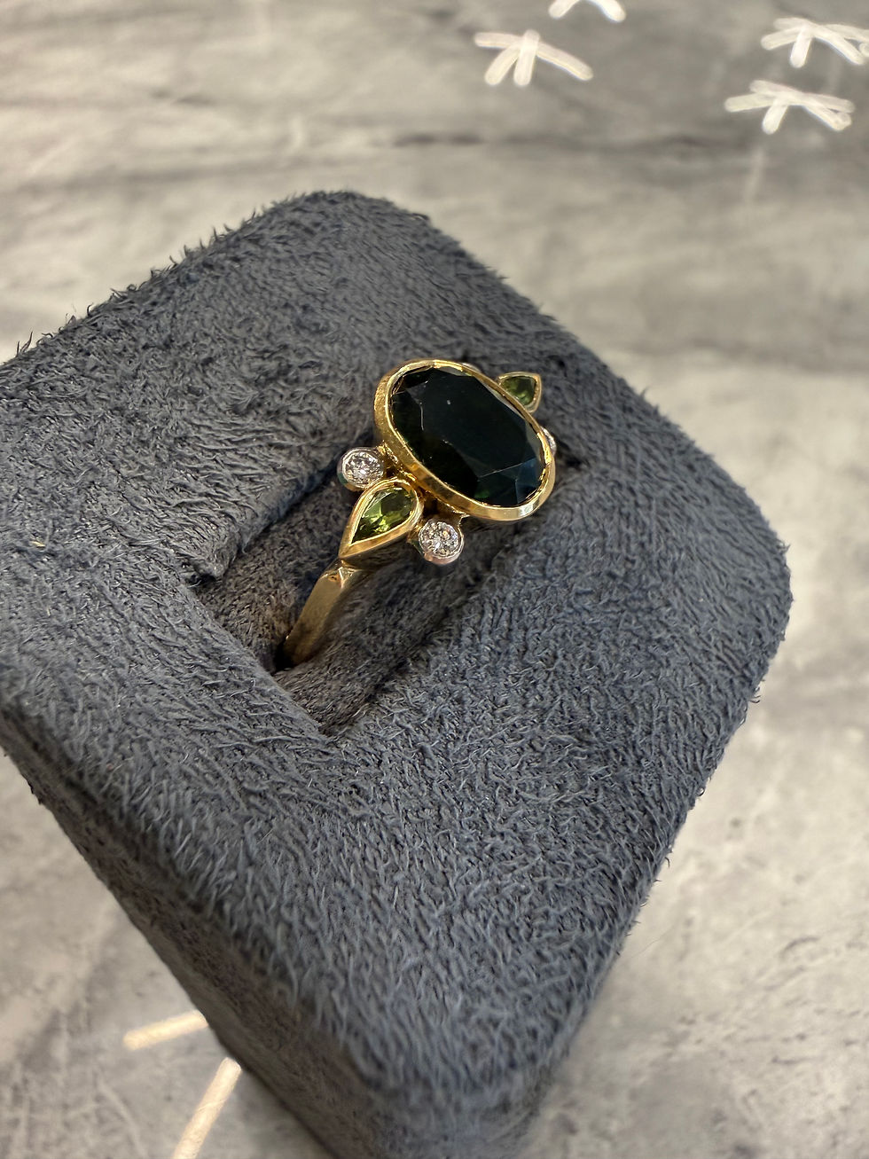 Thumbnail: 18ct Yellow Gold Green Tourmaline, Peridot & Diamond Ring