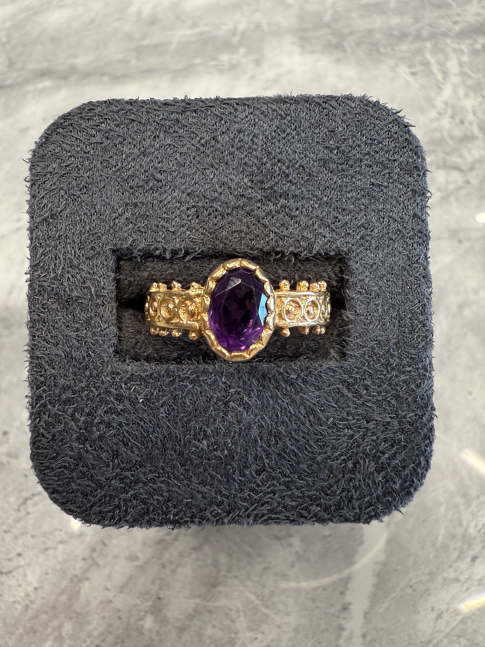 14ct Gold Amethyst Solitaire Ring