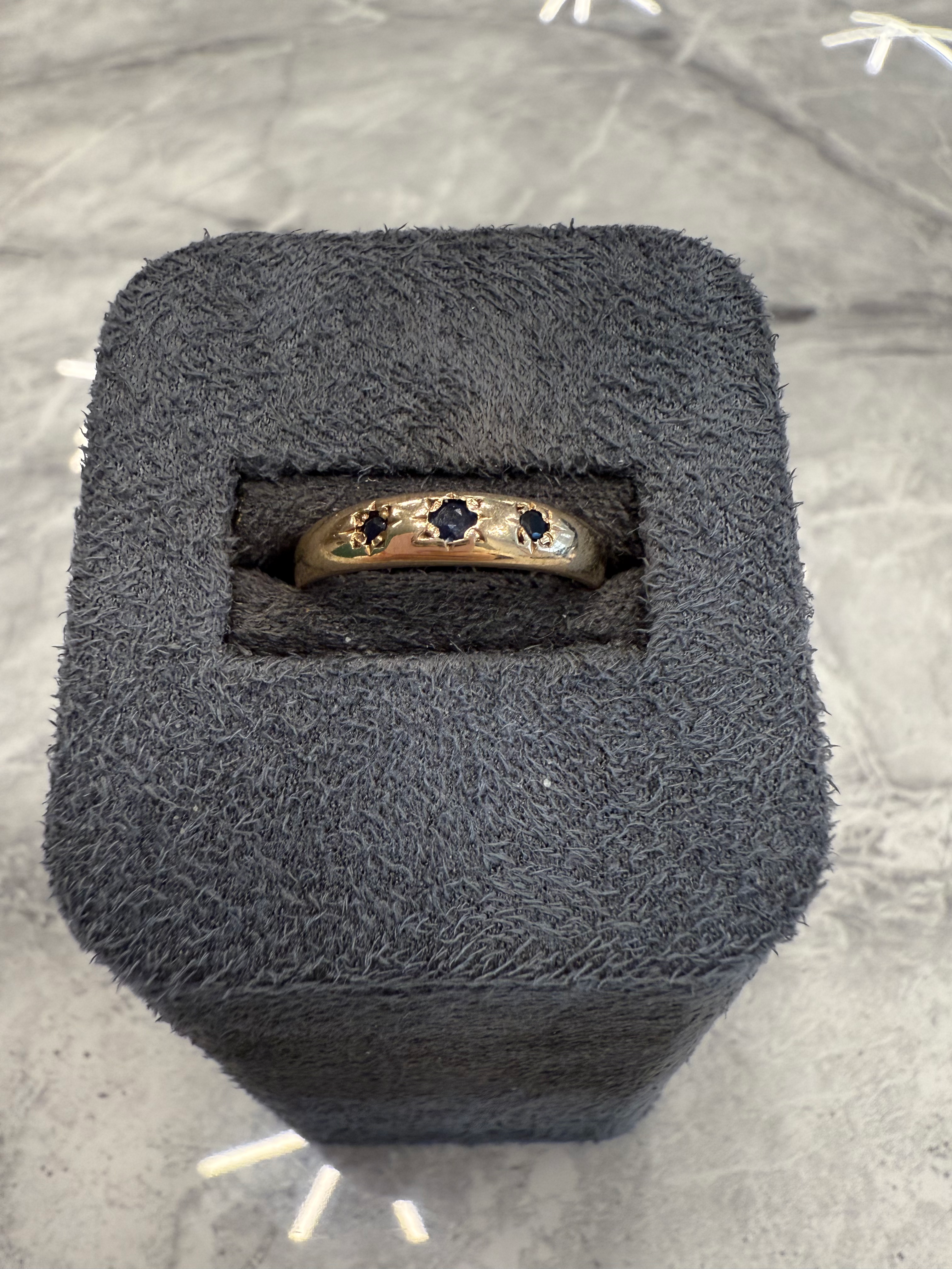 9ct Yellow Gold Sapphire Trilogy Ring 