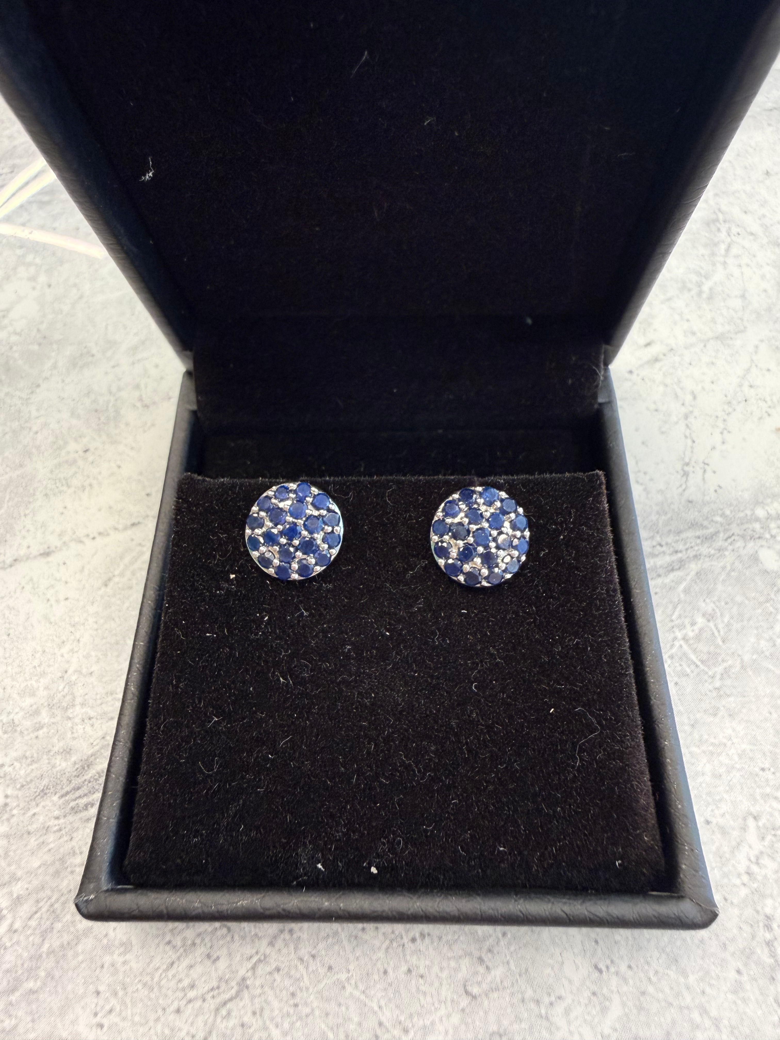 Platinum Blue Sapphire Earrings 