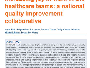 Increasing joy in work in UK healthcare teams: a national quality improvement collaborative