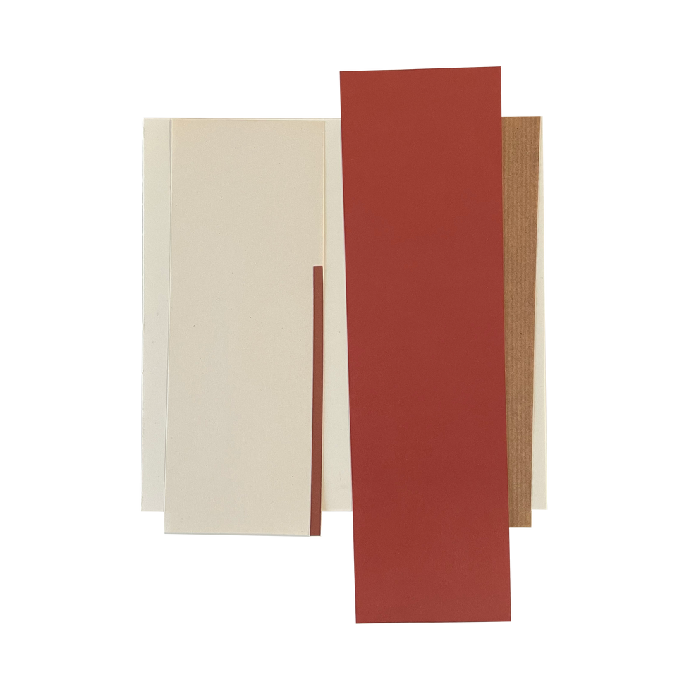 Katharina Stepper, Malerei, Collage, Tonpapier und Farbkarton, Siena gebrannt, 2023, Form, Geometrie