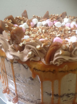 Pretzel, caramel and marshmallow