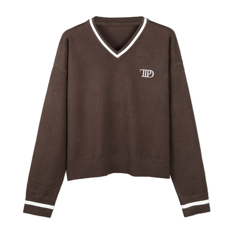 Thumbnail: Taylor's TTPD Knit Sweater TS Knitwear Loose Cropped Pullover Contrast V-neck Au
