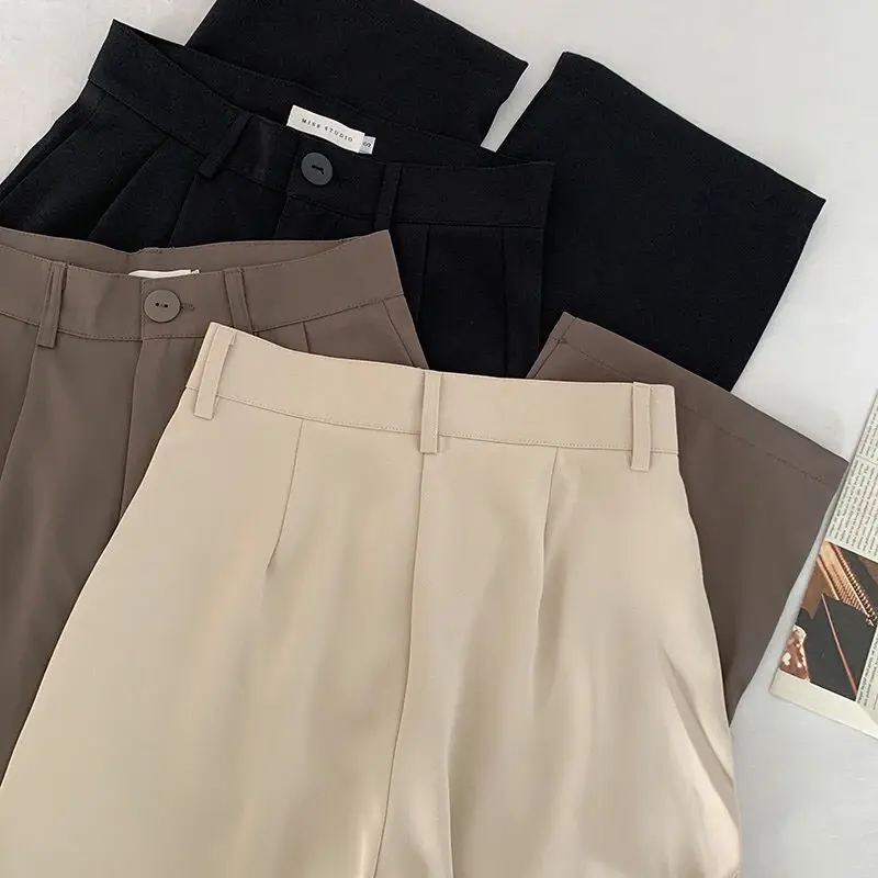 Thumbnail: High Waist Women Suit Pants Fall Straight Office Ladies Korean Fashion Trousers 