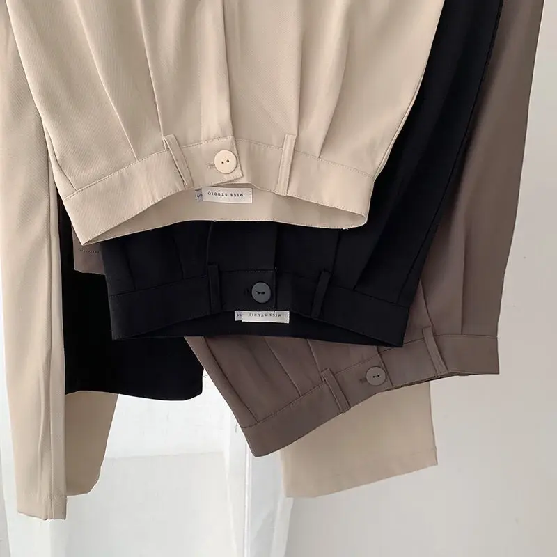 Thumbnail: High Waist Women Suit Pants Fall Straight Office Ladies Korean Fashion Trousers 