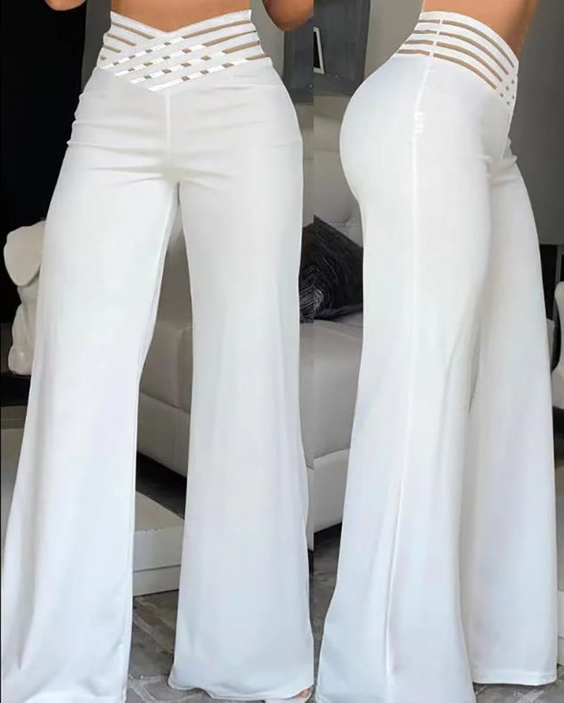 Women Flared Pants Elegant Office Lady Casual High Waist Trousers Spring Summer