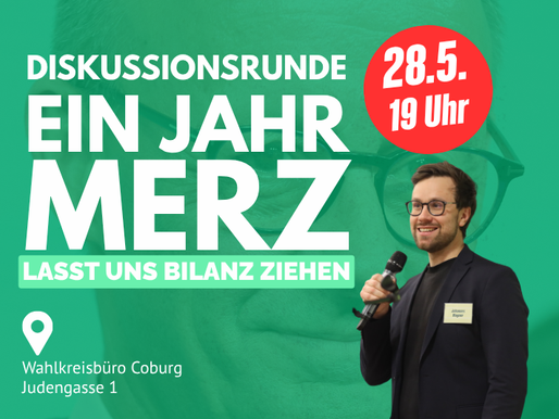 28.05. | 19 Uhr | Ein Jahr Schwarz-Rot unter Friedrich Merz – wo stehen wir?