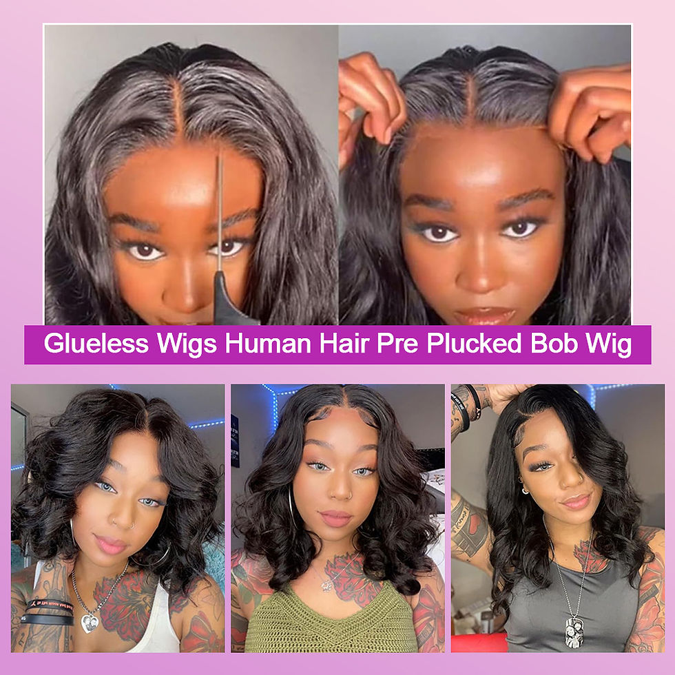 Thumbnail: Pre Cut No Glue Bob Wig Body Wave Glueless Wigs Human Hair Brazilian Ready To We