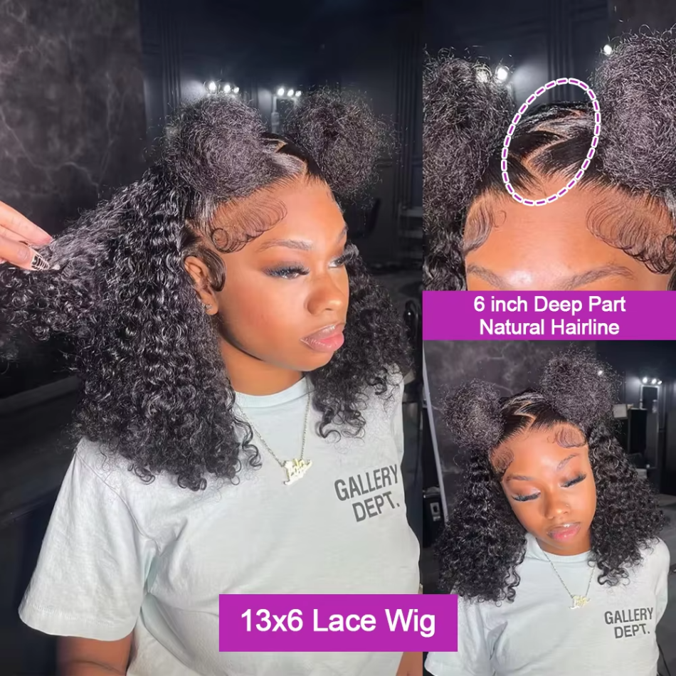 Thumbnail: Deep Wave Bob Wig Human Hair Short 13X6 Hd Lace Front Wig Glueless Pre Plucked 