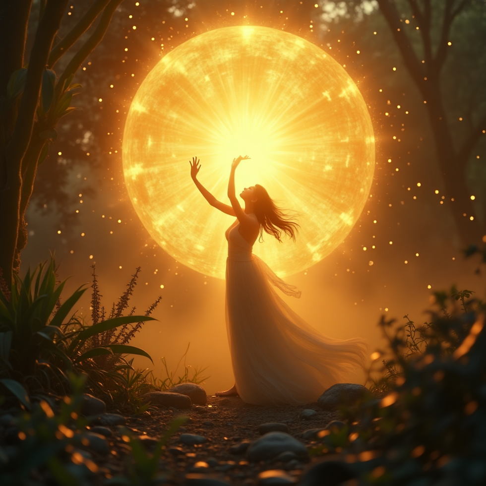 A woman under warm light, symbolizing emotional freedom through EFT and Regression-Progressive Therapy.