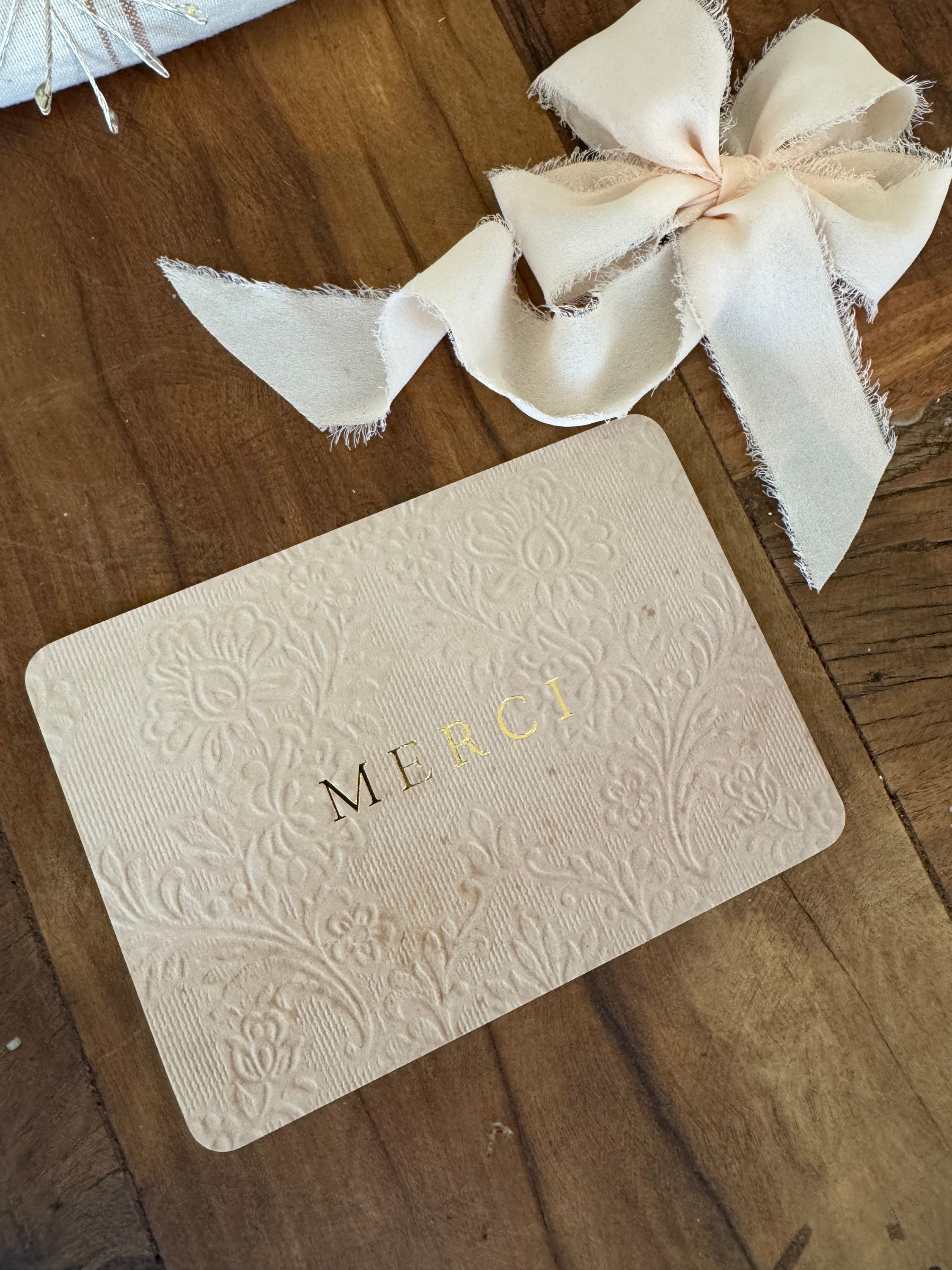 Carte postale dorée « MERCI »